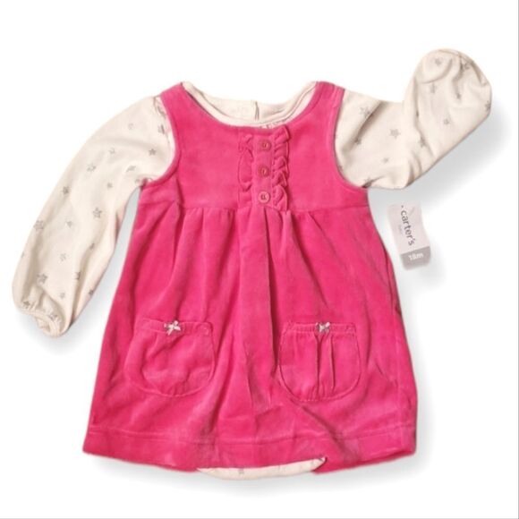 Carter's Other - NWT Carter's Pink Velour Jumper Dress Set